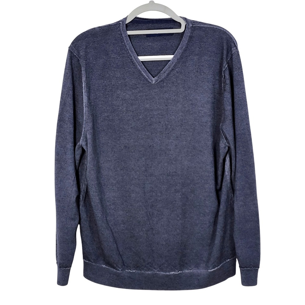 Tommy Bahama Extra Fine Merino Wool Sweater Mens XL Blue V-Neck Long Sleeve Knit